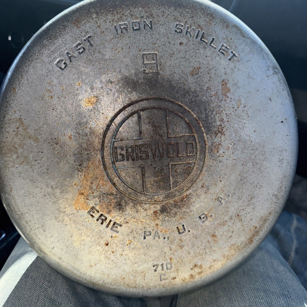 Griswold #9 Large Block Logo Cast Iron Skillet Chrome Plated 710C